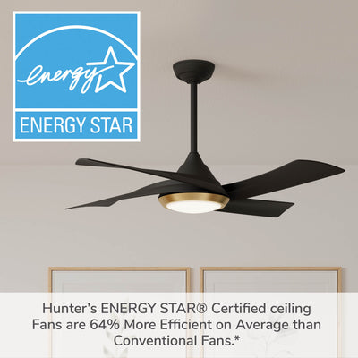 Casablanca 52 inch Vespucci ENERGY STAR® Matte Black Damp Rated Ceiling Fan with LED Light Kit and Wall Control and Handheld Remote