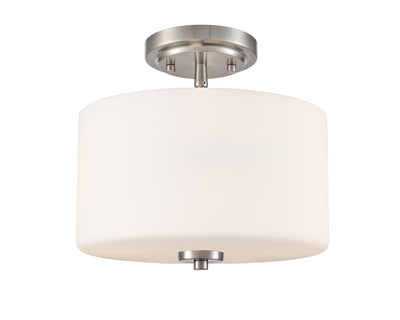10'' Verlana Brushed NickelEtched Opal 2 Light Semi-Flush Mount