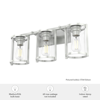 Astwood 24.25-inch 3-light Brushed Nickel Vanity Light with Clear Glass