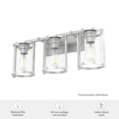 Astwood 24.25-inch 3-light Brushed Nickel Vanity Light with Clear Glass