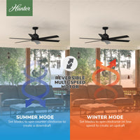 60 inch Kennicott ENERGY STAR® Matte Black Damp Rated Ceiling Fan and Handheld Remote