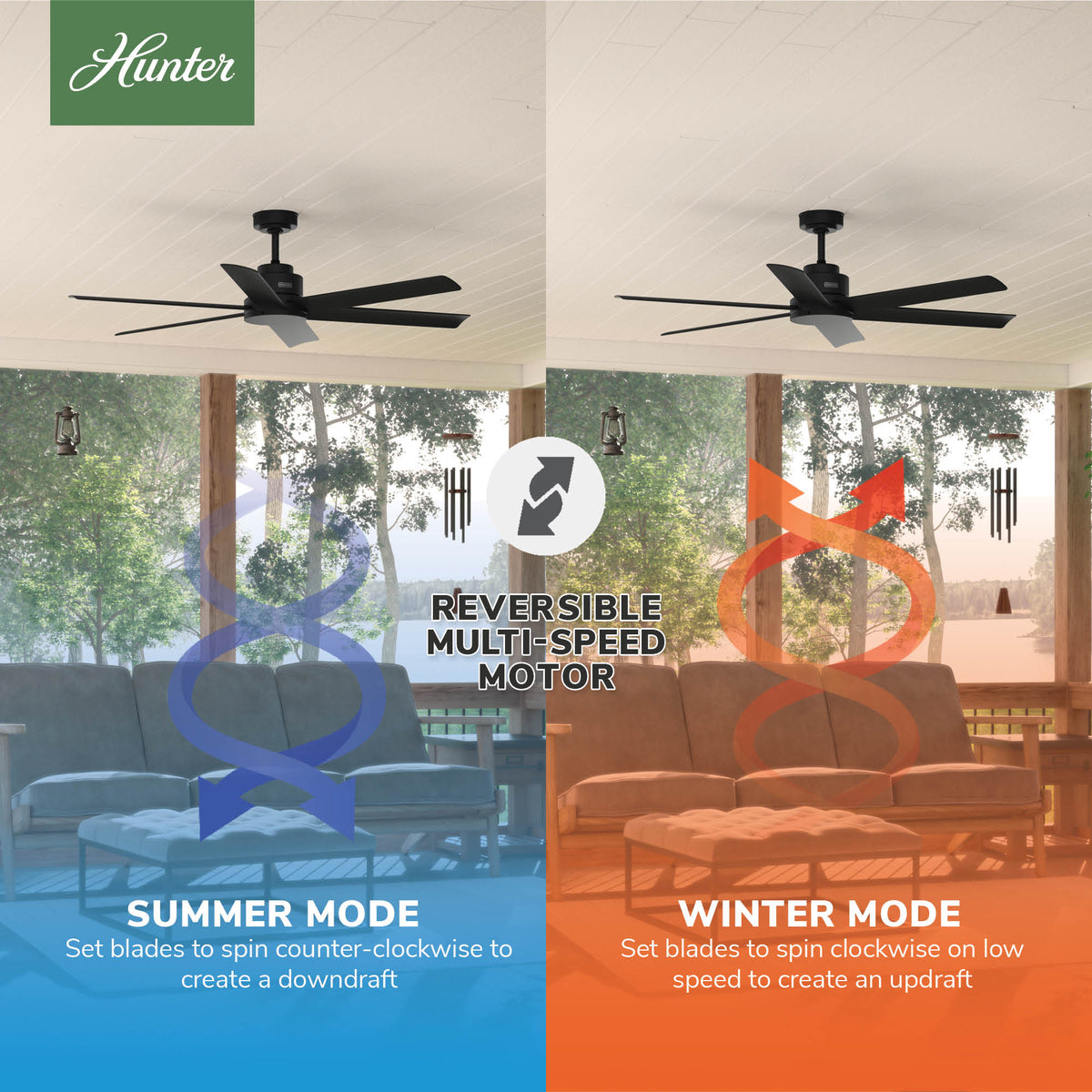 60 inch Kennicott ENERGY STAR® Matte Black Damp Rated Ceiling Fan and Handheld Remote
