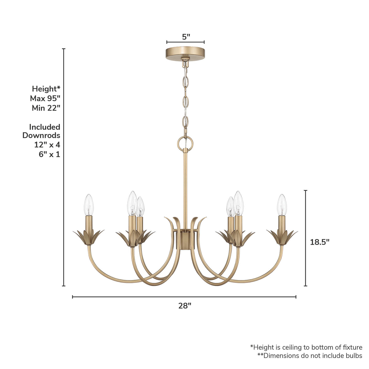 Junie Bud 28-inch 6-light Luxe Gold Chandelier