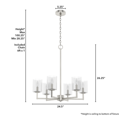 Kerrison 24.5-inch 6-light Brushed Nickel Chandelier with Seeded Glass