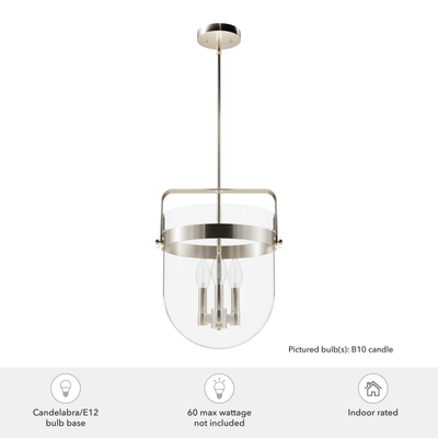 Karloff 14-inch 3-light Brushed Nickel Lantern Pendant with Clear Glass