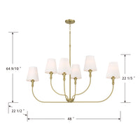 29'' Mairbourne Vintage Brass 6 Light Linear Chandelier