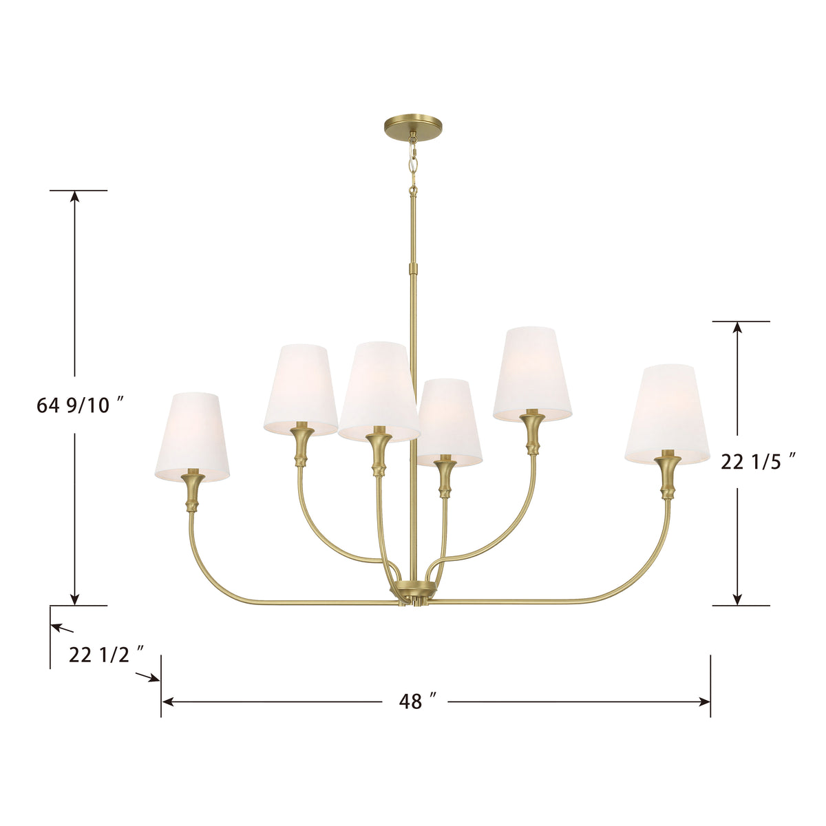 29'' Mairbourne Vintage Brass 6 Light Linear Chandelier