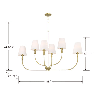 29'' Mairbourne Vintage Brass 6 Light Linear Chandelier