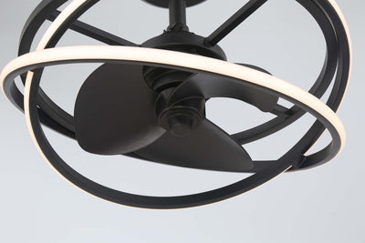 20 inch Cirro Fandelier Matte Black Ceiling Fan with LED Light Kit and Handheld Remote