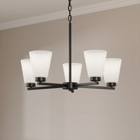 14.75'' Strayhan Matte Black 5 Light Chandelier