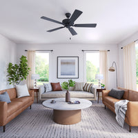 52 Inch Coltstaff AC Matte Black Indoor Ceiling Fan 5-Blade Reversible