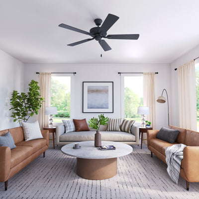 52 Inch Coltstaff AC Matte Black Indoor Ceiling Fan 5-Blade Reversible