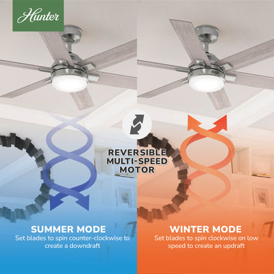 52 inch Georgetown ENERGY STAR® HunterExpress Brushed Nickel Ceiling Fan with LED Light Kit and Handheld Remote