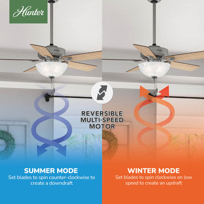 44 inch Swanson ENERGY STAR® Matte Silver Ceiling Fan with LED Light Kit and Pull Chain