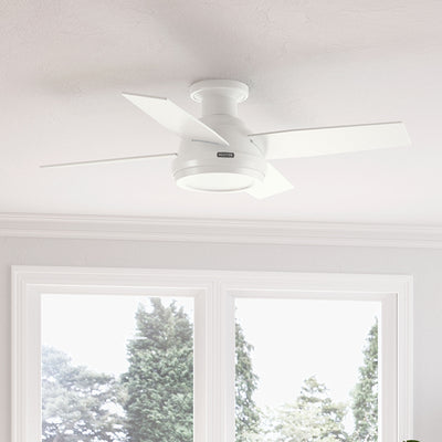 44 inch Dempsey Fresh White Low Profile Ceiling Fan and Handheld Remote