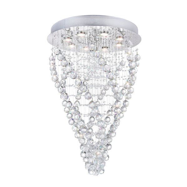 Twister 8 light chrome chandelier with twisted crystal bead strands