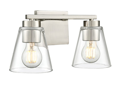 13-inch Strayhan Brushed Nickel 2-Light Clear Glass Bathroom Vanity Light