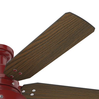 52 inch Mill Valley Barn Red Low Profile Damp Rated Ceiling Fan with LED Light Kit and Pull Chain