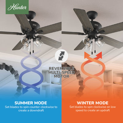 52 inch Rosner Matte Black Ceiling Fan with LED Light Kit and Pull Chain