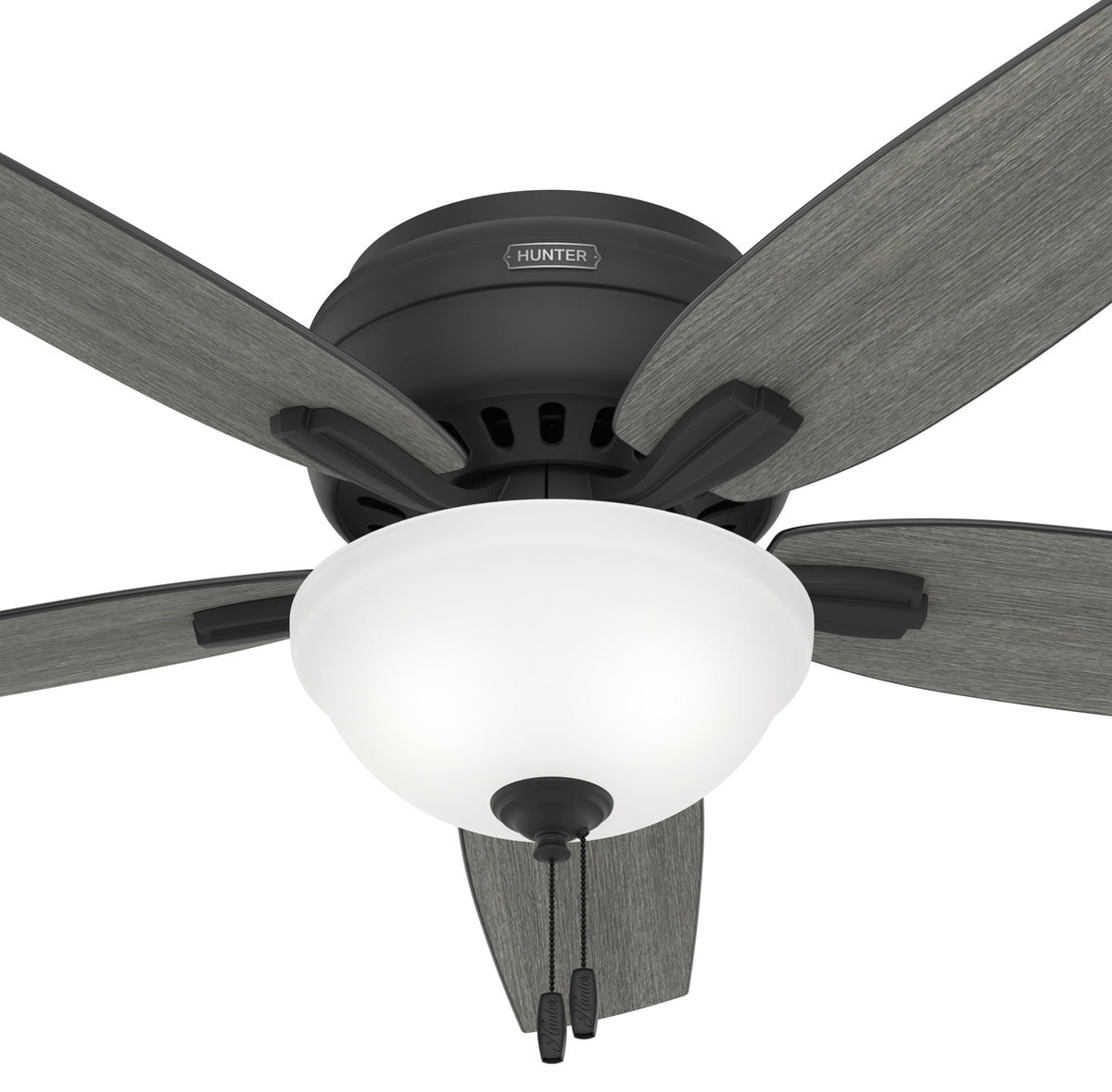 52 inch Newsome Matte Black Low Profile Ceiling Fan with LED Light Kit and Pull Chain