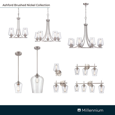 25'' Ashford Brushed Nickel 5 Light Chandelier