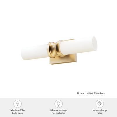Lenlock 16-inch 2-light Alturas Gold Vanity Light with Cased White Glass