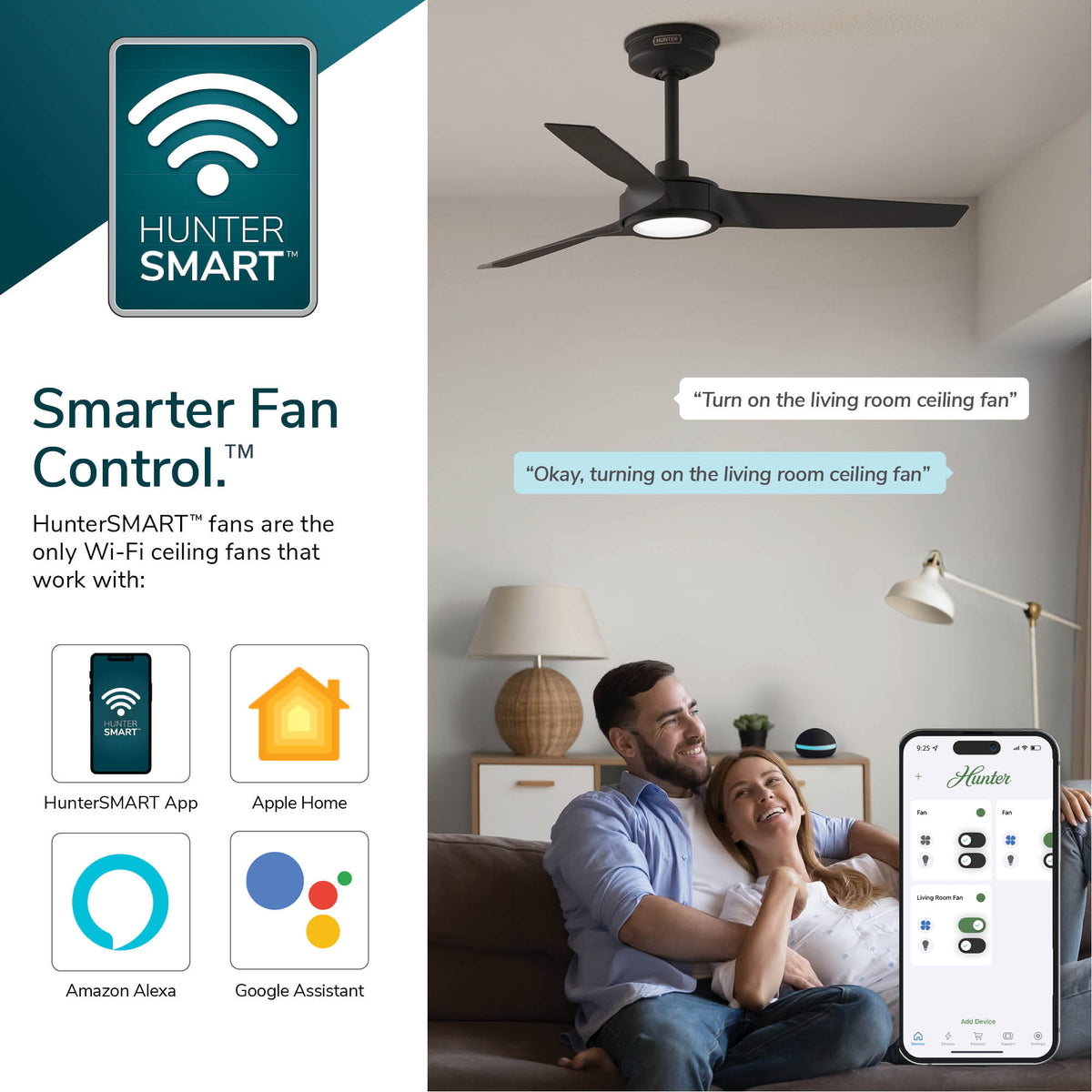 44 inch Zentech Wi-Fi ENERGY STAR® Matte Black Damp Rated Ceiling Fan with LED Light Kit and Handheld