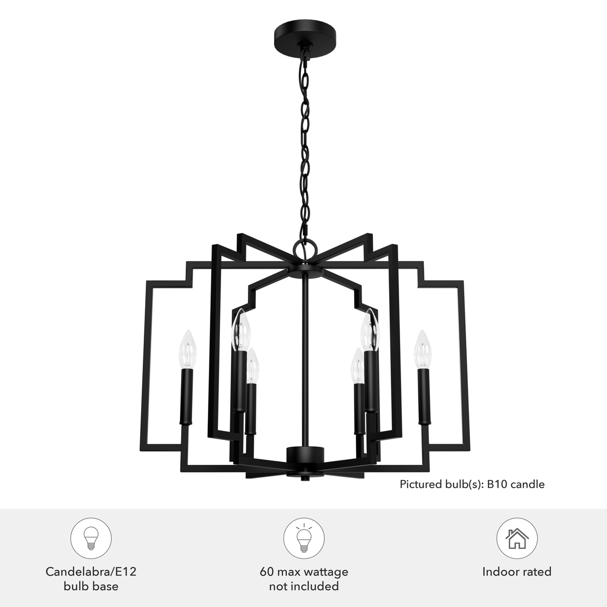 Zoanne 24-inch 6-light Matte Black Lantern Chandelier