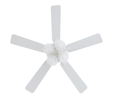 52 Inch Marisella AC Alabaster White Indoor Ceiling Fan 5-Blade 4 Lights Reversible