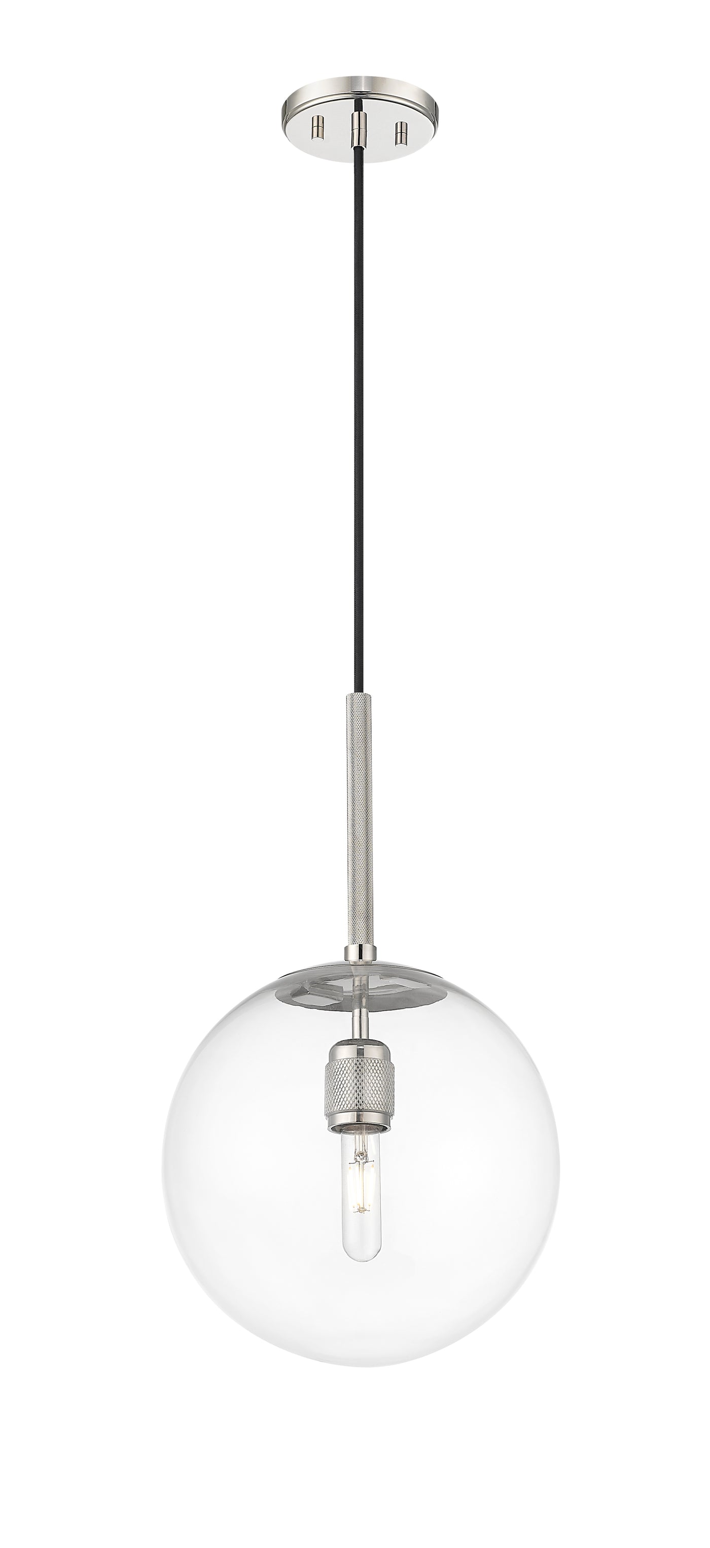 12-inch Kairo Polished Nickel 1-Light Clear Glass Pendant Light
