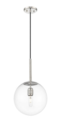12-inch Kairo Polished Nickel 1-Light Clear Glass Pendant Light