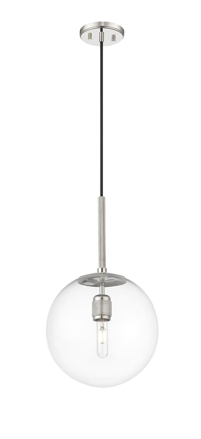 12-inch Kairo Polished Nickel 1-Light Clear Glass Pendant Light