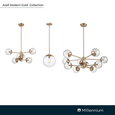 11'' Avell Modern Gold 10 Light Chandelier