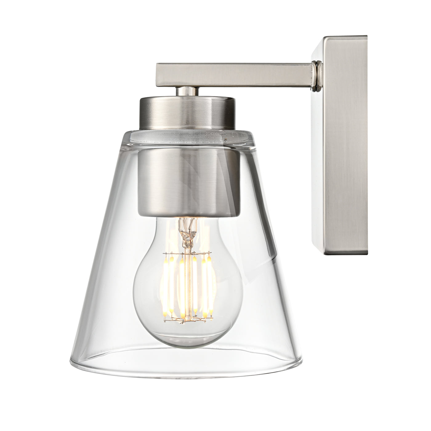 6.75-inch Strayhan Brushed Nickel 1-Light Clear Glass Wall Sconce