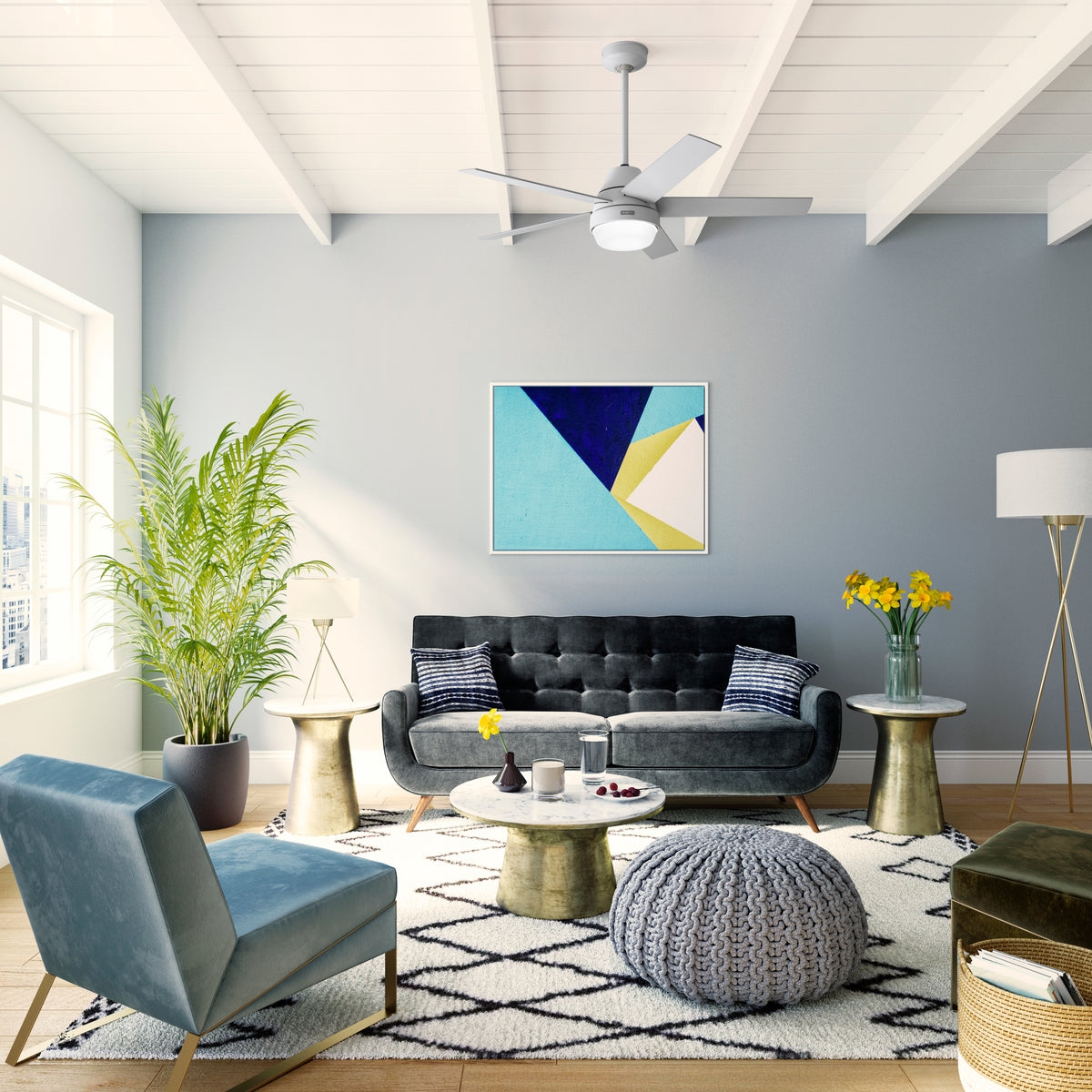 52 inch Aerodyne Wi-Fi Dove Grey Ceiling Fan with LED Light Kit and Handheld Remote