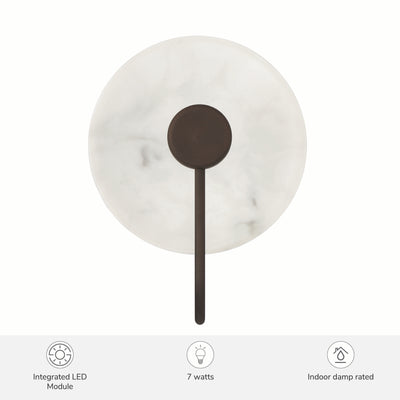 Amara Crest 8-inch 1-light Matte Bronze and Cast Alabaster LED Wall Sconce with Cast Alabaster Resin Shade