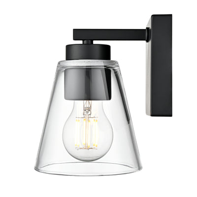 6.75-inch Strayhan Matte Black 1-Light Clear Glass Wall Sconce