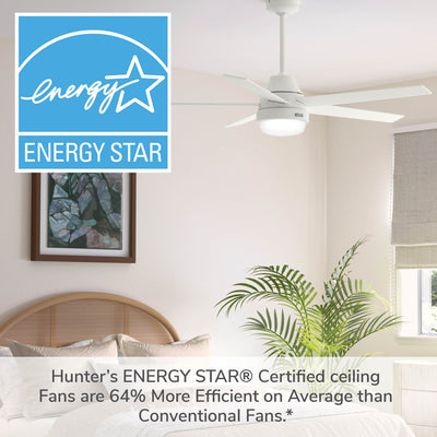 60 inch Aerodyne Wi-Fi ENERGY STAR® Matte White Ceiling Fan with LED Light Kit and Handheld Remote