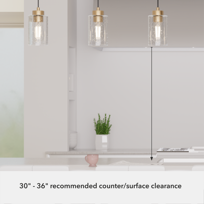 Hartland 26.75-inch 3-light Alturas Gold Linear Pendant Cluster with Seeded Glass