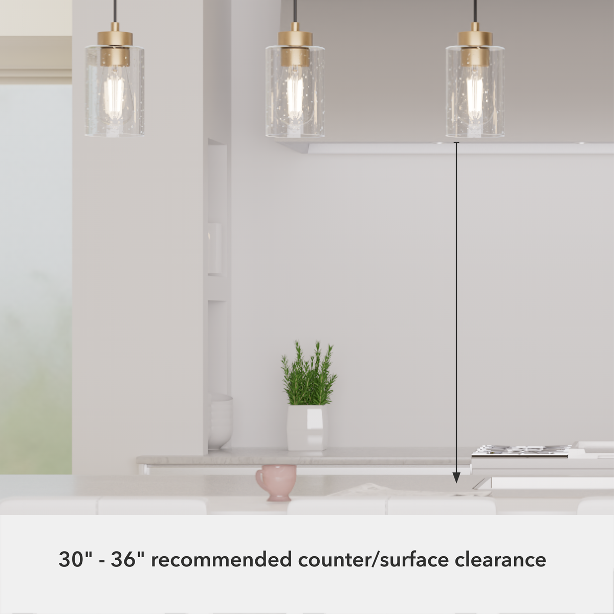 Hartland 26.75-inch 3-light Alturas Gold Linear Pendant Cluster with Seeded Glass