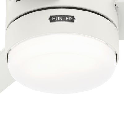 52 inch Gilmour Matte White Low Profile Damp Rated Ceiling Fan with LED Light Kit and Handheld Remote