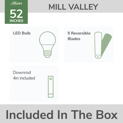 52 inch Mill Valley Indigo Blue Damp Rated Ceiling Fan with LED Light Kit and Pull Chain