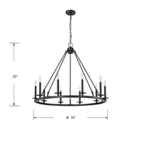 36-inch Florence Matte Black 10-Light Chandelier