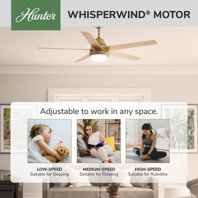 60 inch Aerodyne Wi-Fi ENERGY STAR® Luxe Gold Ceiling Fan with LED Light Kit and Handheld Remote