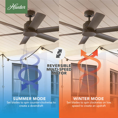 52 inch Kennicott Matte Bronze Damp Rated Ceiling Fan and Wall Control