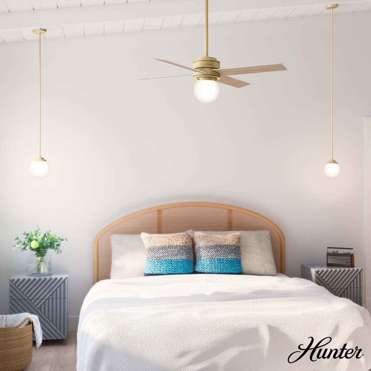 Hepburn 8-inch 1-light Modern Brass Globe Pendant with Cased White Glass