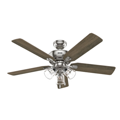 52 inch Rosner Brushed Nickel Ceiling Fan with LED Light Kit and Pull Chain