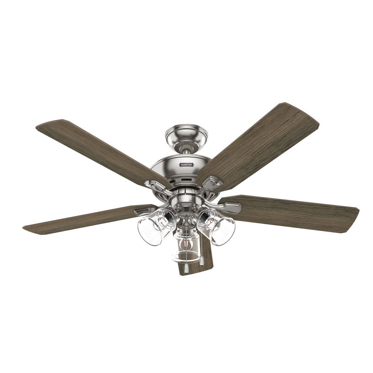 52 inch Rosner Brushed Nickel Ceiling Fan with LED Light Kit and Pull Chain