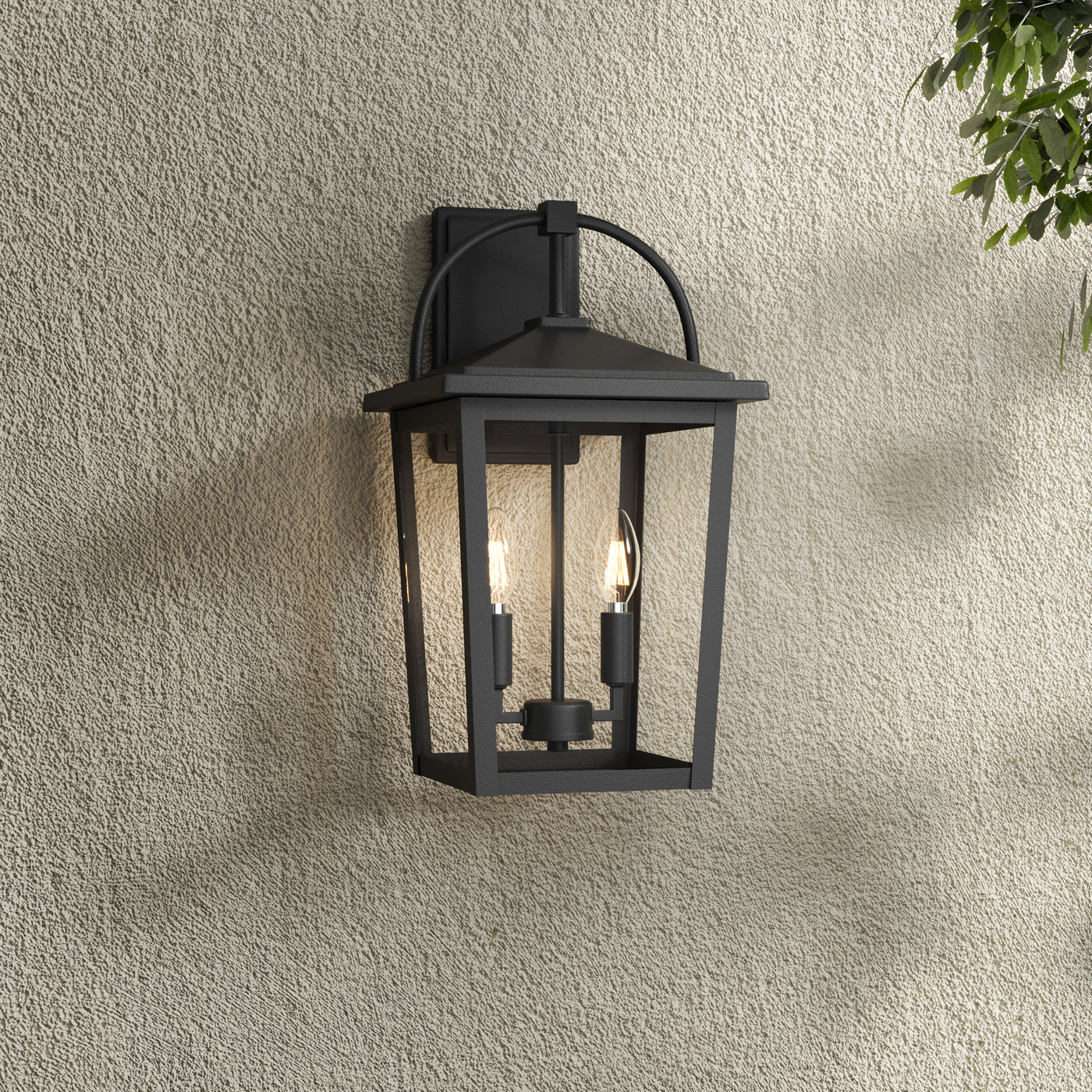 9'' Strathden Powder Coated Black 2 Light Lantern