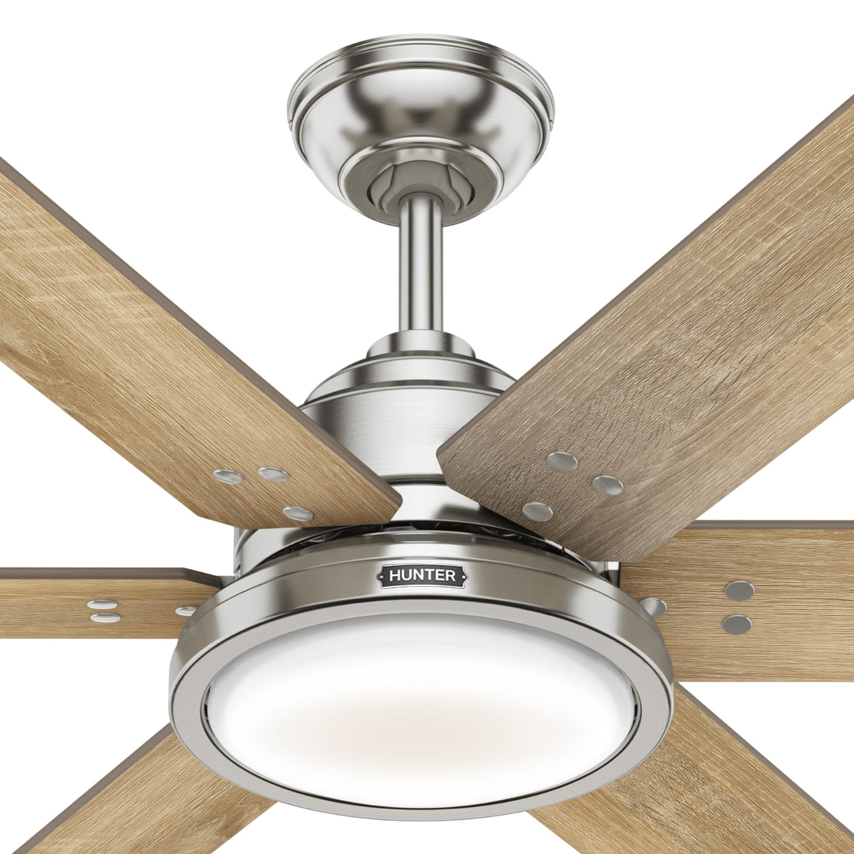 60 inch Warrant ENERGY STAR® Brushed Nickel Ceiling Fan with LED Light Kit and Wall Control